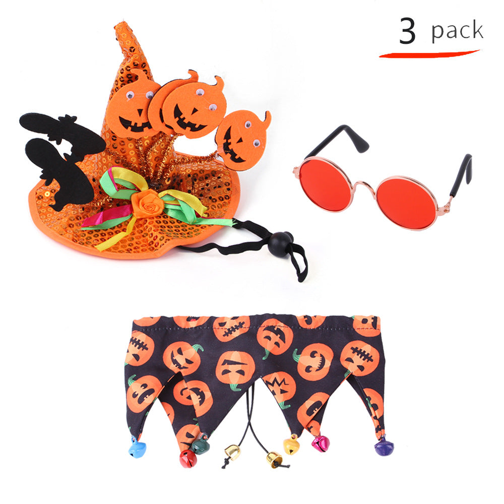 Wholesale 2PCS Halloween Set Cat Funny Hat Triangle Polyester Cloak